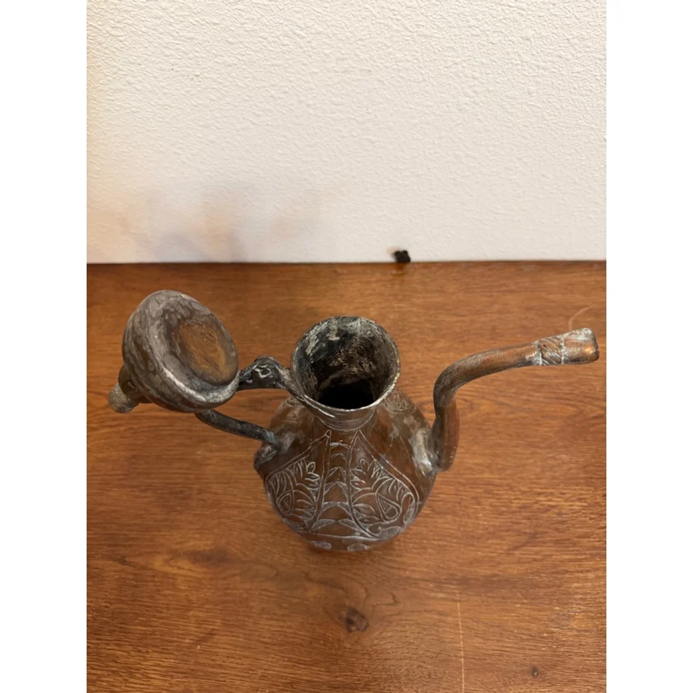 Vintage Hand Engraved Copper Brass Dallah Coffee Pot Islamic Middle Eastern Tea